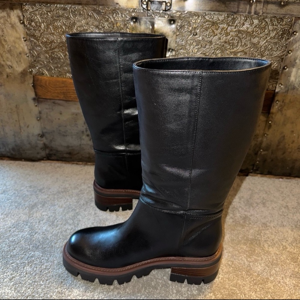 NWOB Arezzo Bailey Mid Tractor Black Boot in 6.5 - Picture 3 of 10